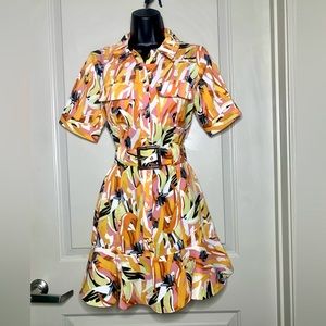 Retro Vibrant Orange Strick Dress